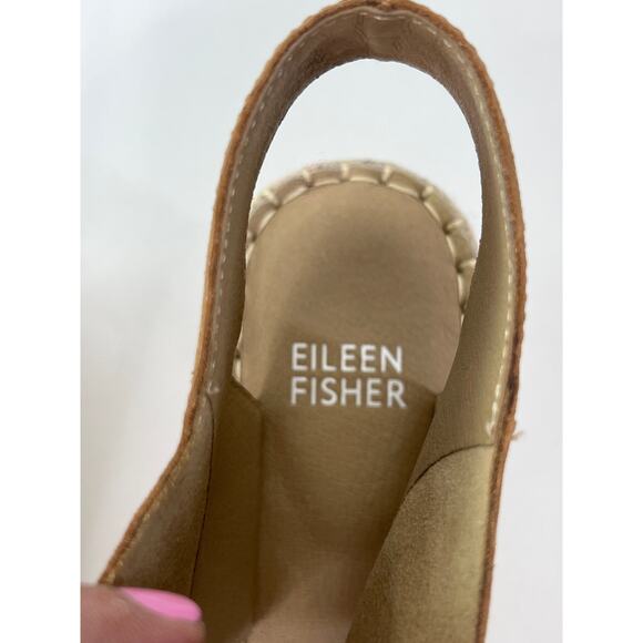Eileen Fisher Leather Wedge Espadrille Sandals Strap Closure Size 8.5 - Picture 3 of 7